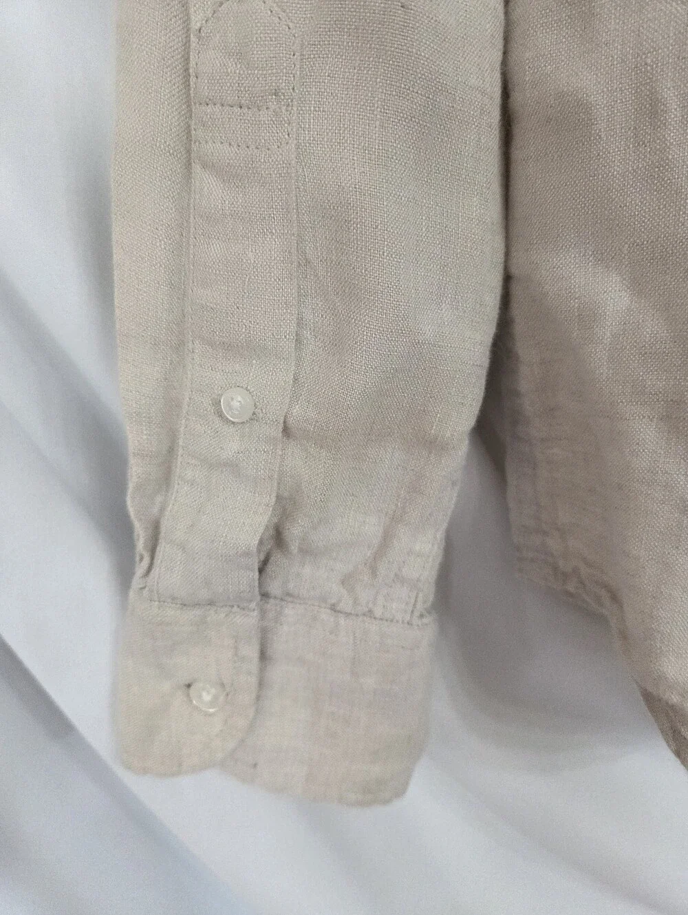 J. Crew Irish 100% Linen Button-Down Slim Fit Shirt in Light Cream Size S